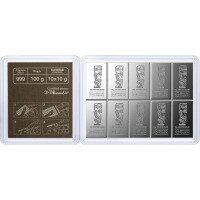 Strieborný tabulkový zliatok Combicoin Valcambi, 10 x 10 g