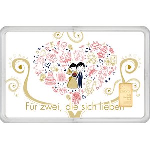 Zlatý zliatok Philoro 0,5 g - dárková karta - "Pre dvoch, ktorý sa milujú"