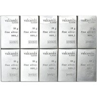 Strieborný zliatok 10x10 g CombiBar Valcambi
