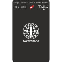 Zlatý zliatok Argor Heraeus 100 g - odliatok