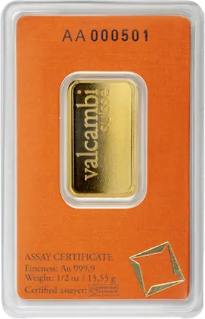 Zlatý zliatok Valcambi 1/2 oz