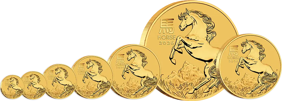 Zlatá minca Rok koňa 2026 1/2 Oz