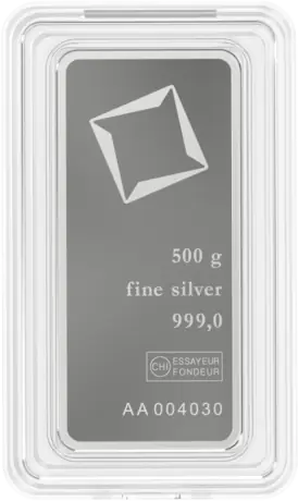 Strieborný zliatok Valcambi ražený, 500 g