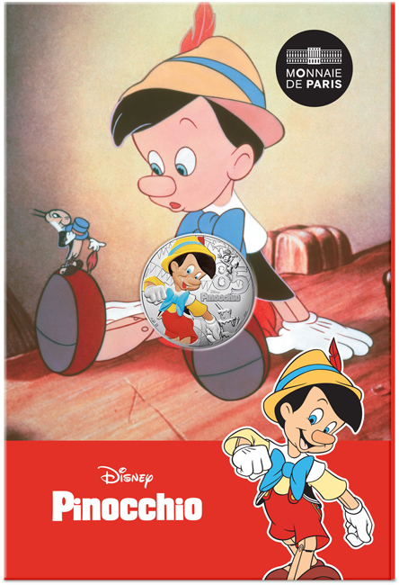 Pinocchio,stříbrná mince v blistru