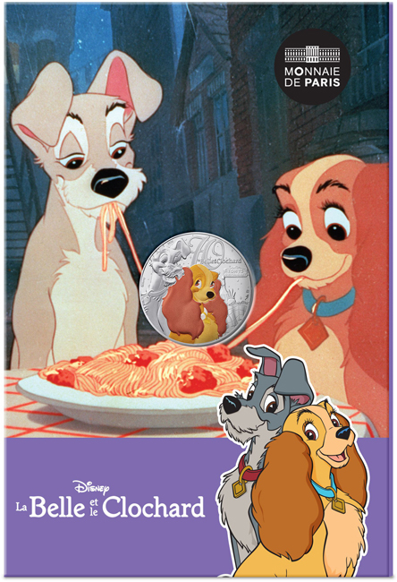 Lady a Tramp, stříbrná mince v blistru