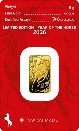 Zlatý zliatok Argor Heraeus - Rok koňa 2026, 5 g
