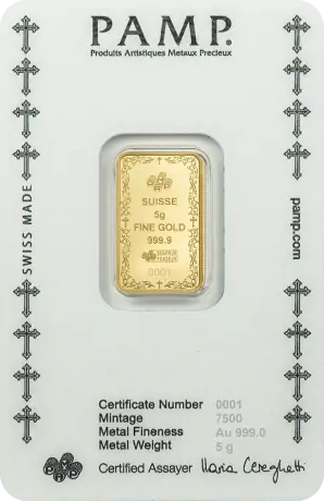 Zlatý zliatok PAMP Kresťanský kríž, 5 g