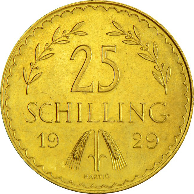 Zlatá minca 25 Schilling - Prvá republika 1926-1931