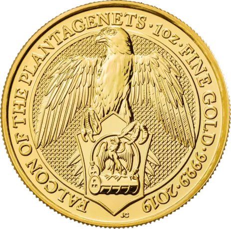 Zlatá minca Kráľovnina zvieratá - Sokol 2019, 1 oz