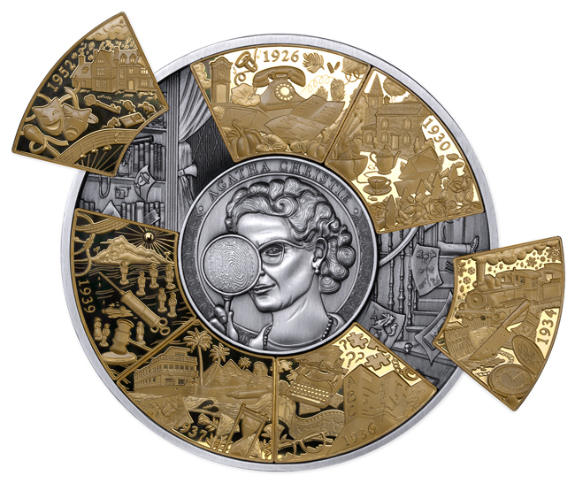 Agatha Christie 2026, stříbrná mince v etuji, 5 oz