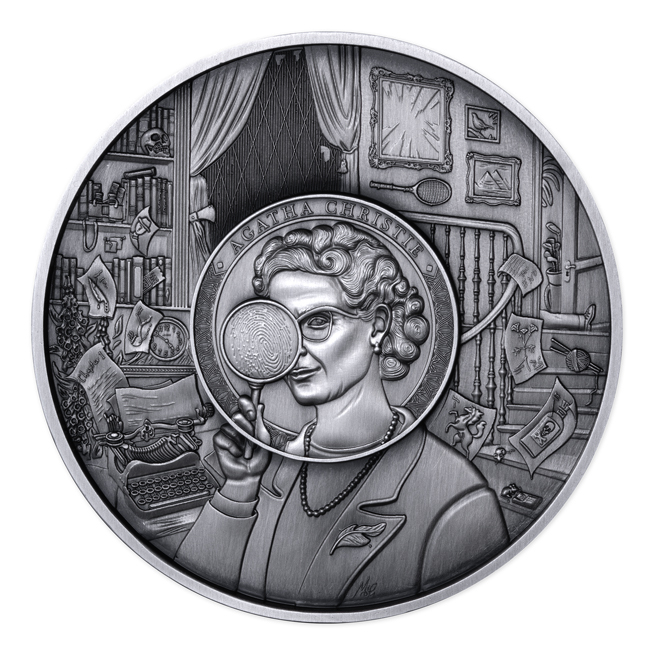 Agatha Christie 2026, stříbrná mince v etuji, 5 oz