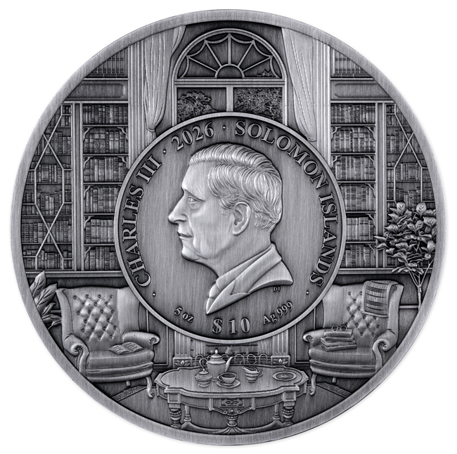 Agatha Christie 2026, stříbrná mince v etuji, 5 oz