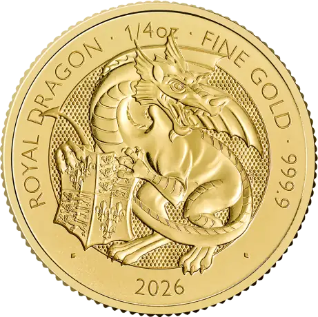 Zlatá minca Tudorovské zvieratá - Královský drak 2026, 1/4 oz
