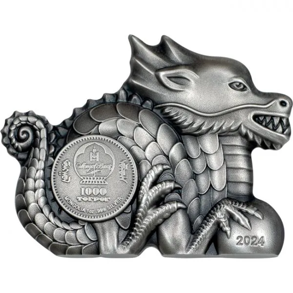Stříbrný drak - figurka, 1 oz stříbra