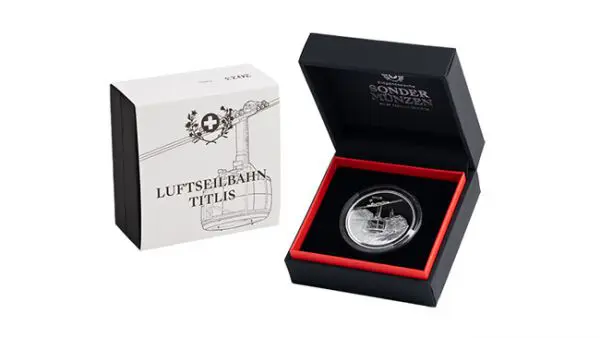 Rotující lanovka Titlis, stříbrná mince v etuji, 20 g