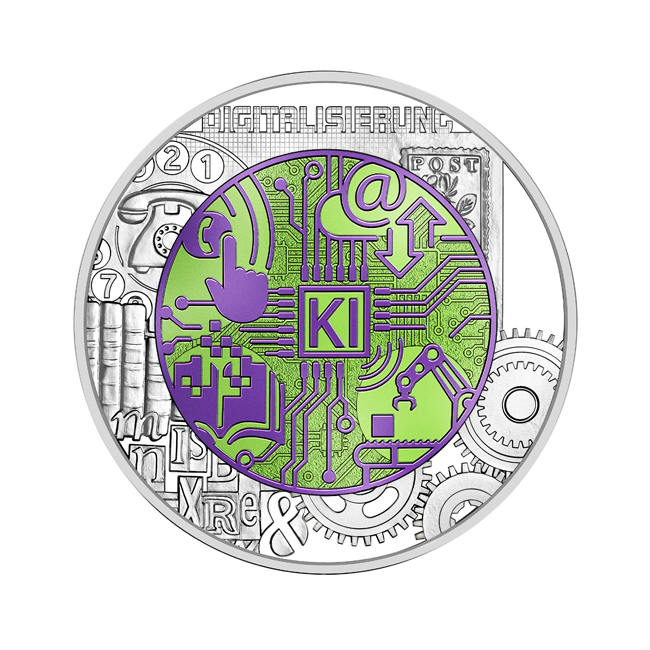 Digitalizace, stříbro/ niobová mince v etuji