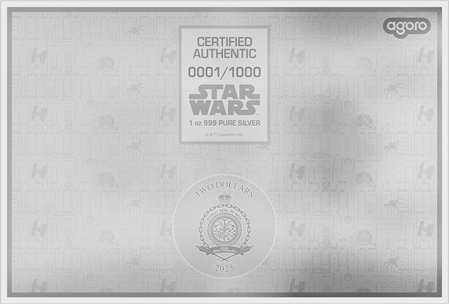 Star Wars: Lightsaber Luka Skywalkera - modrotisk, stříbrná obdélníková mince 2025