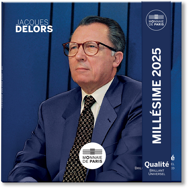 Jacques Delors 2025 - francouzský politik, CuNI mince v blistru