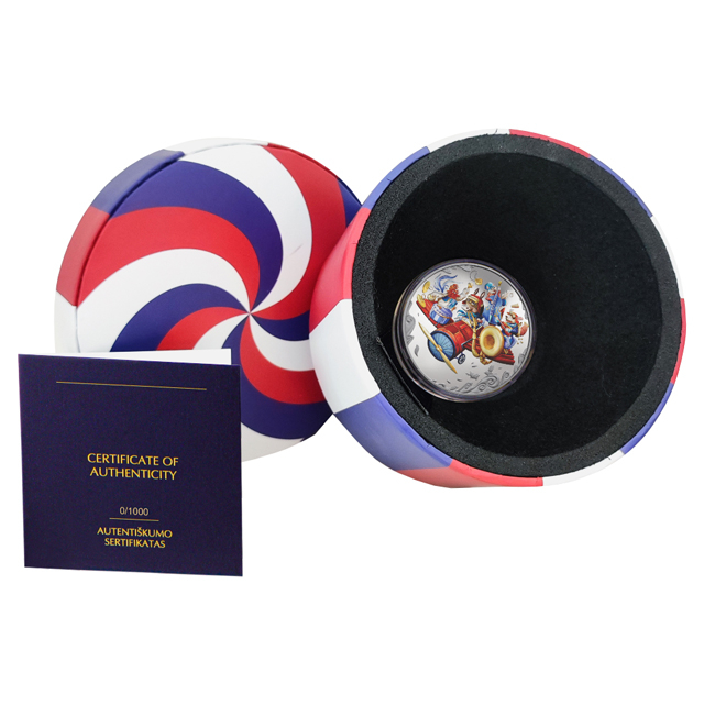 Pohádky: Brémští muzikanti 2025 (13. emise), 1 oz stříbra v barvě, v etuji, 1 oz
