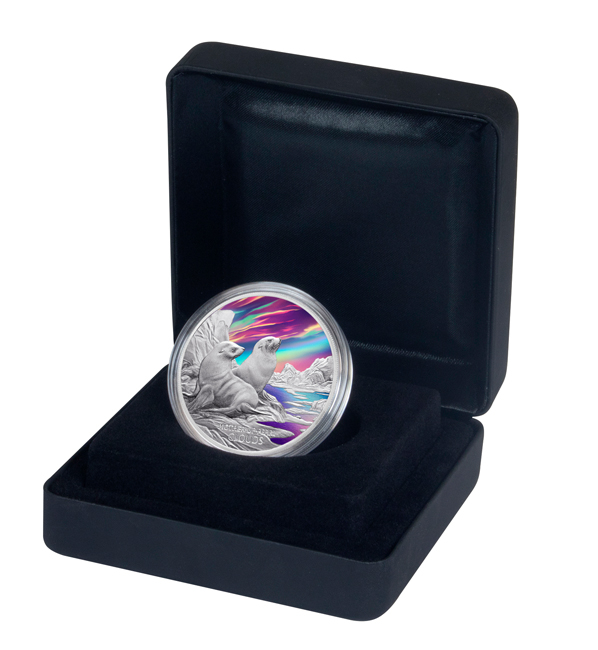 Perleťová oblaka (polární stratosférická oblaka) 2025, stříbná mince v etuji, 1 oz