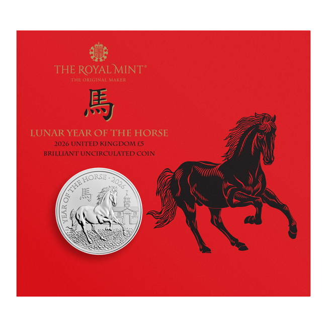 Lunární kůň 2026 - Royal Mint, CuNi mince v blistru, 28 g