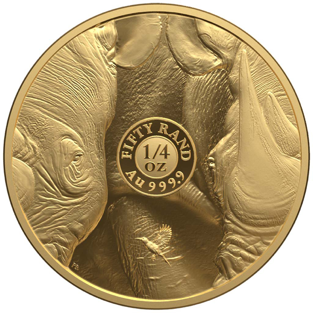 Big Five III - Nosorožec 2025, zlatá mince v etuji, 1/4 oz