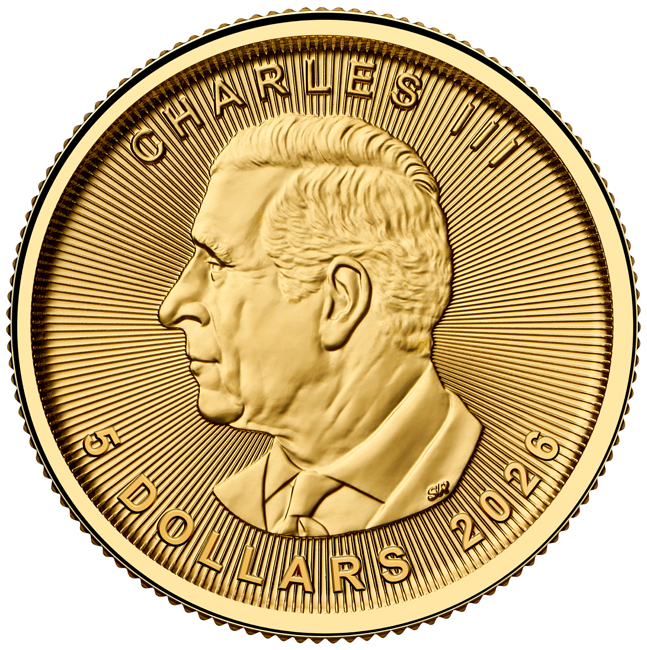 Vzácný Maple Leaf 2026 - privy mark -Vlk, zlatá mince v blistru, 1/10 oz