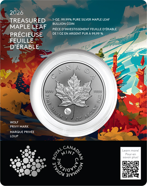 Vzácný Maple Leaf 2026 - Vlk, stříbrná mince v blistru, 1 oz