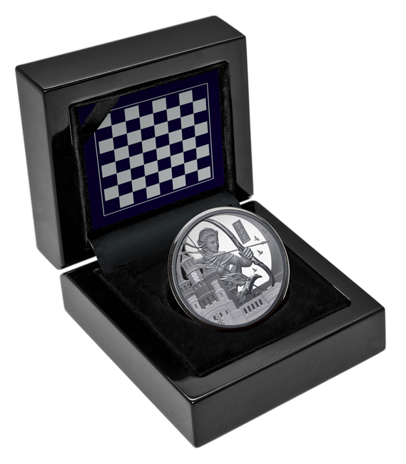 Šachy: Věž, 1 oz stříbra v etuji
