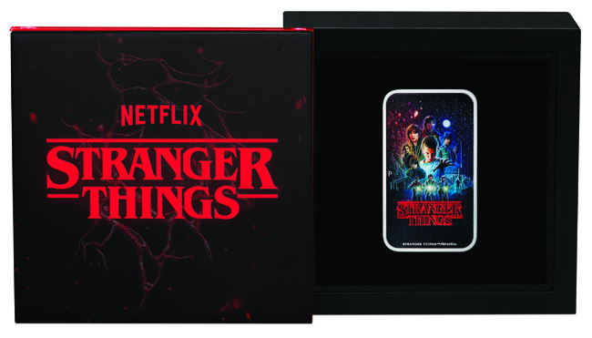 Stranger Things 2026 - 1. série, stříbrná obdélníková mince v etuji