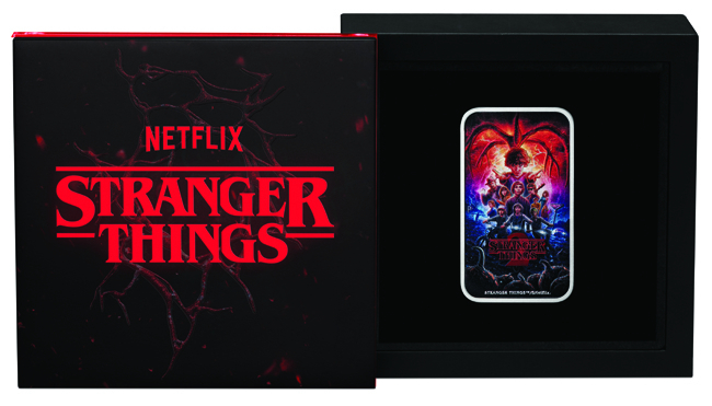 Stranger Things 2026 - 2. série, stříbrná obdélníková mince v etuji