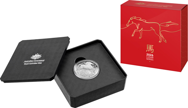 Lunární kůň 2026 - Royal Australian Mint, stříbrná mince v etuji, 1 oz