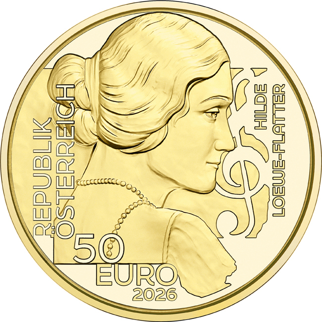 Hilde Loewe - rakouská pianistka, zlatá mince v etuji, 1/4 oz