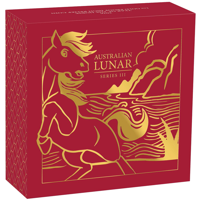 Lunární kůň 2026, Perth Mint, zlatá mince v etuji, 1 oz