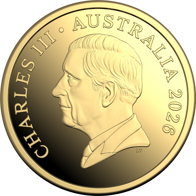 Desetinná měna Austrálie2026 - 60. výročí, zlatá mince v etuji