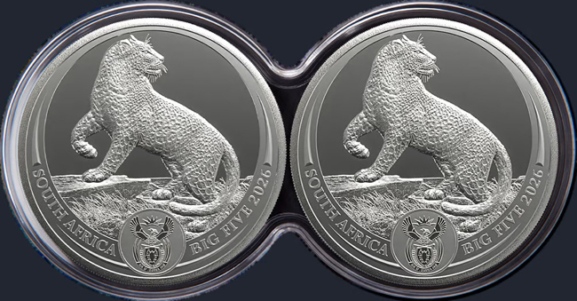 Big Five III - Leopard 2026, sada stříbných mincí v etuji, 2x1 Oz