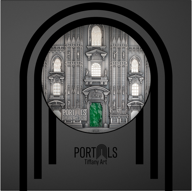 Tiffany Art 2026: Miláno a Praha, stříbrná mince v etuji, 1000 g
