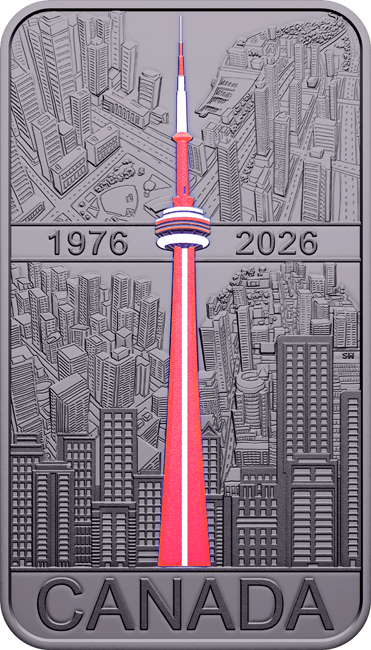 CN Tower v Torontu 2026, stříbrná mince v etuji