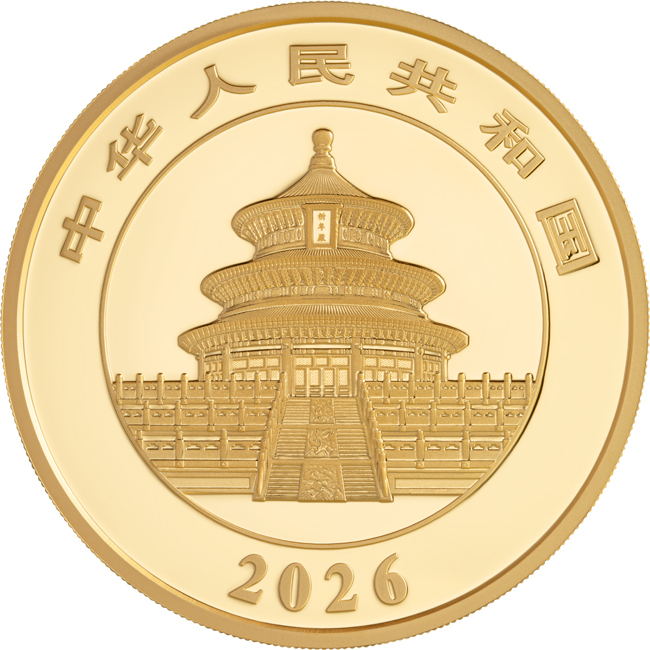 Panda 2026, zlatá mince v etuji, 100 g