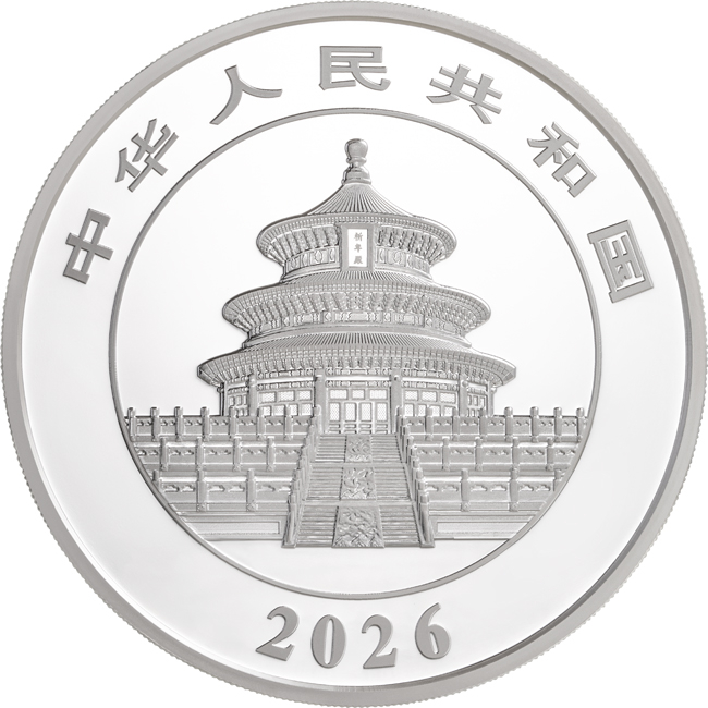 Panda 2026, stříbrná mince v etuji, 150 g
