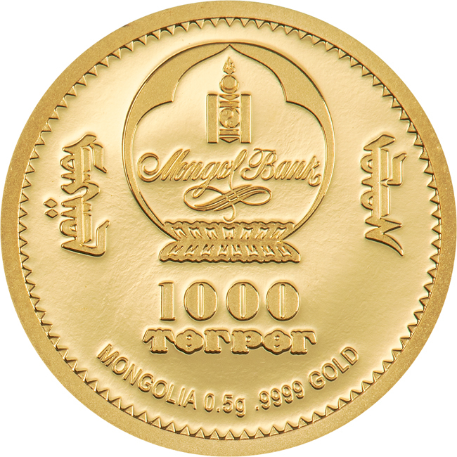 Lunární ovce (koza) 2027, Mongolsko, zlatá mince v kapsli, 0.5 g