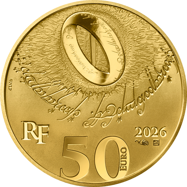 Pán prstenů: Jeden prsten 2026, Francie - 25. výročí, zlatá mince v etuji, 1/4 oz