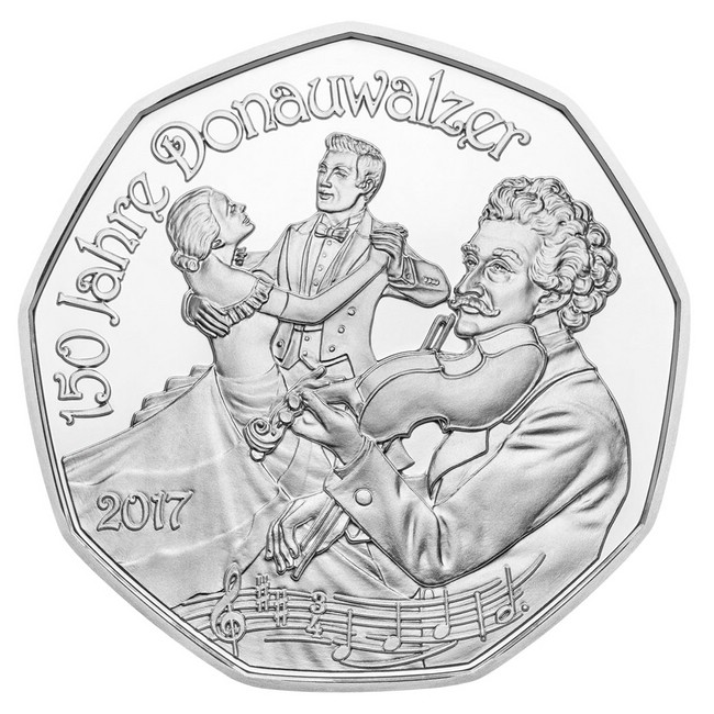 Valčík Na krásném modrém Dunaji 150. výročí, 2017, stříbrná mince v blistru