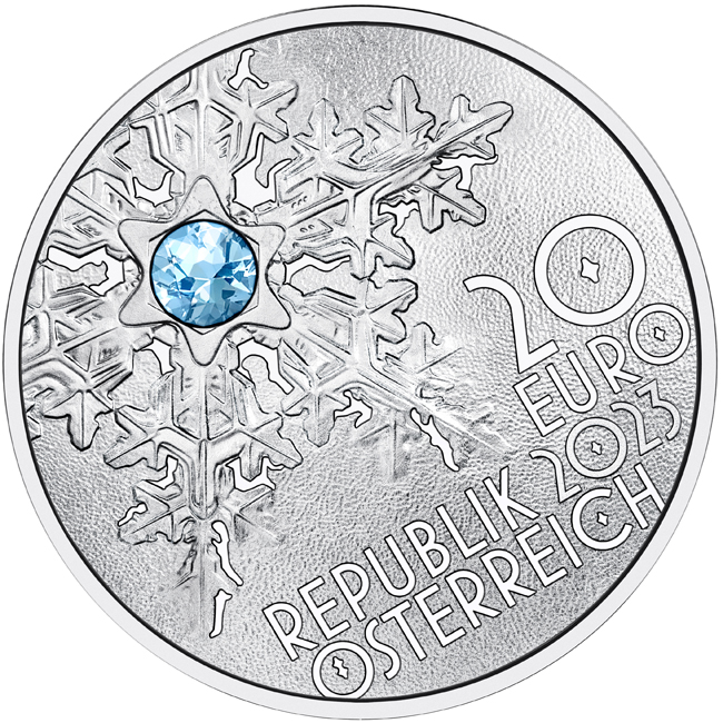 Sněhová vločka 2023, stříbrná mince v etuji, 20 g