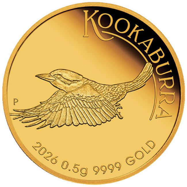 Kookaburra 2026, zlatá mince v blistru, 0.5 g