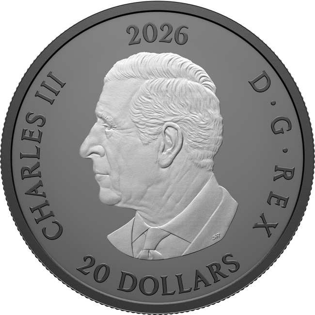 Triple Maple 2026 - stříbrná mince s černým rhodiem v etuji, 1 oz