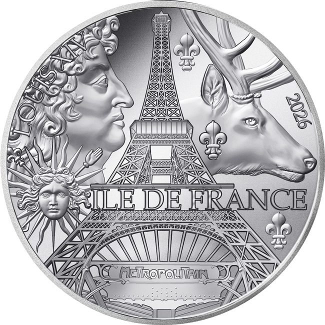 Ile de France - region Francie 2026, stříbrná mince v blistru, 12 g