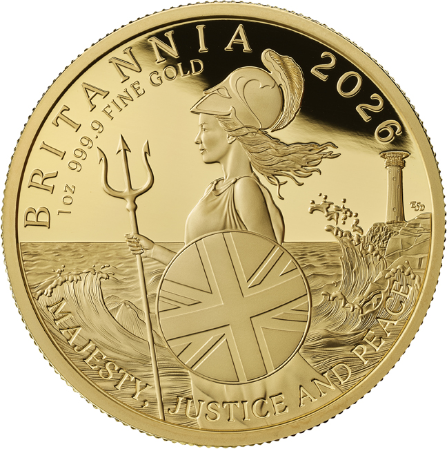 Britannia 2026, zlatá mince v etuji, 1 oz