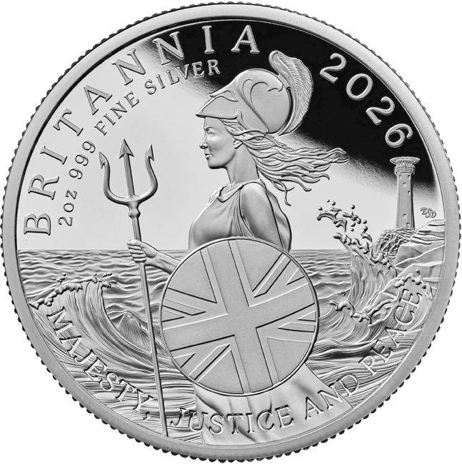 Britannia 2026, stříbrná mince v etuji, 2 oz
