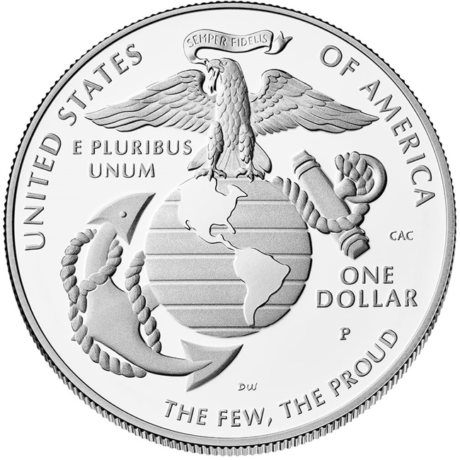 Námořní pěchota USA 2025 - 250. výročí založení, stříbrná mince v etuji, 26 g